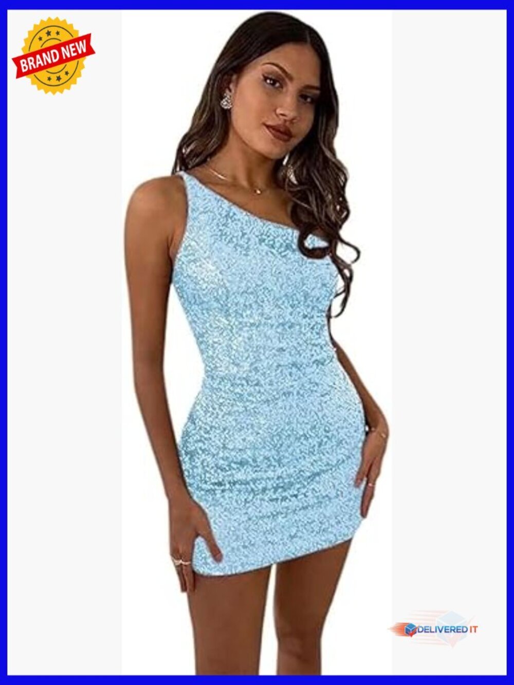 Sequin One Shoulder Backless Bodycon Mini Dress for Homecoming Cocktail Party